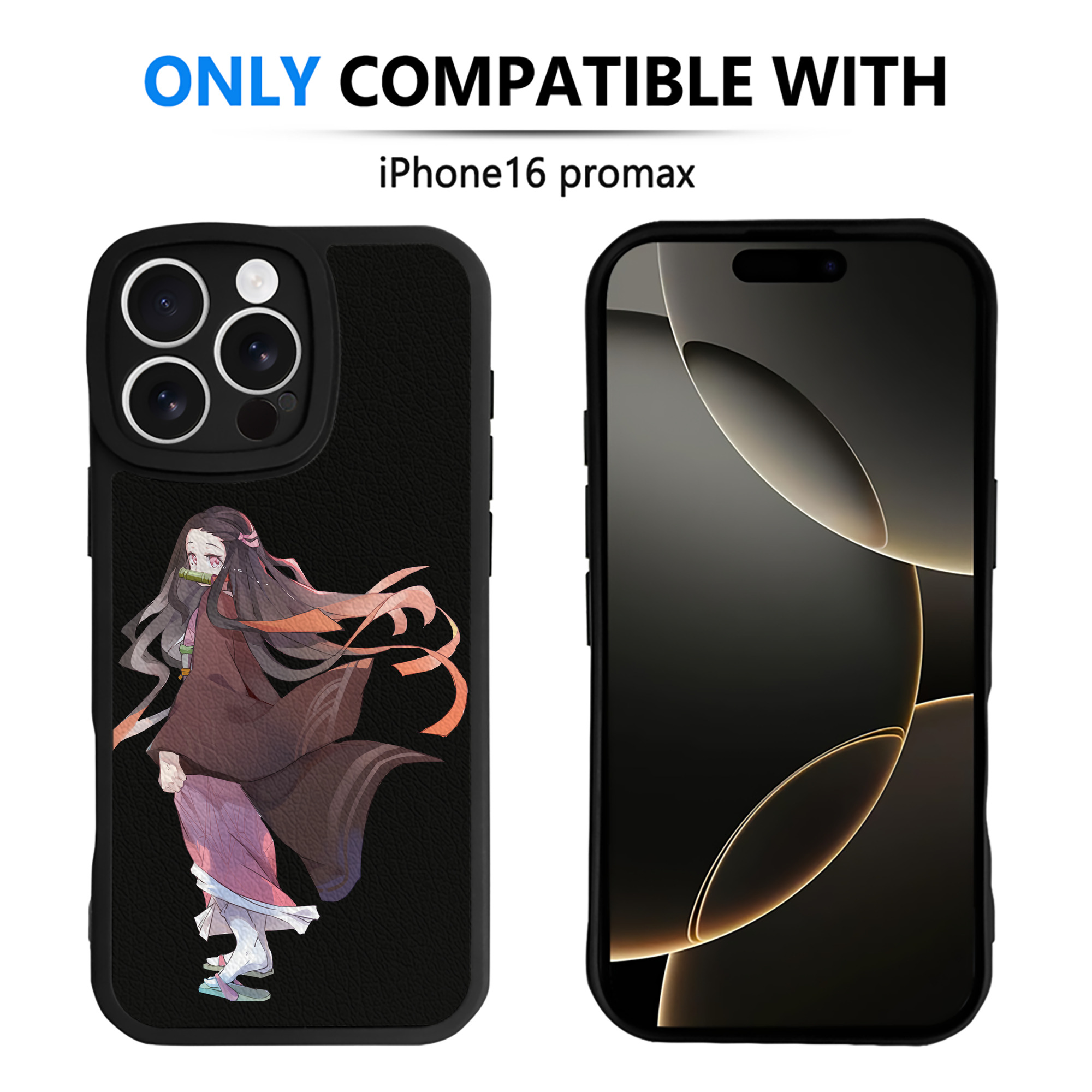 （画像用） 鬼滅の刃（きめつのやいば）竈門 禰󠄀豆子／かまど ねずこ Kamado Nezuko 【iPhone 16シリーズ対応】シリコンスマホケース（レザー調） 材質：シリコン